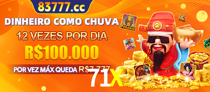 Banner do programa de recompensas Recomende para amigos do 71X, detalhando os bônus por convidar amigos, com prêmios que chegam a R$288.888.