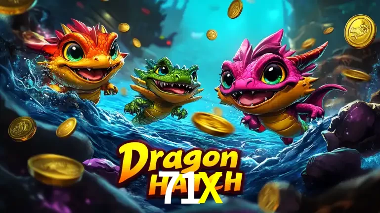 Arte promocional do jogo Dragon Hatch com três adoráveis dragões bebês nadando entre moedas de ouro, um dos slots mais divertidos para jogar no cassino 71X.
